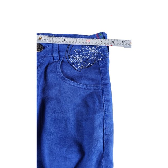 Desigual Women's Royal Blue Embroidered Denim Jeans Joggers Size 24 - Picture 2 of 10